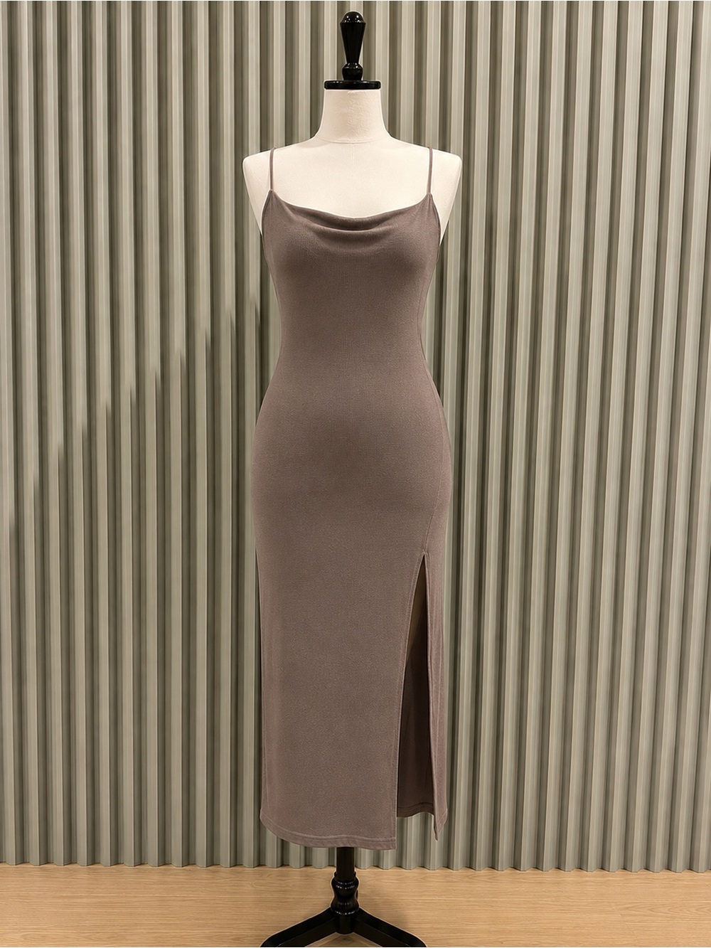 Sleeveless Cowl Neck Slip Midi Dress
